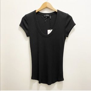 Theory || Black Compact Rib Top